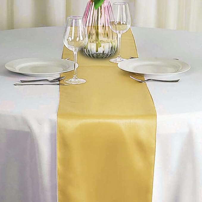 Gold Table Runners, 12x108 Inches, 6 Pack | Satin, Silk and Smooth Fabric - Image 2