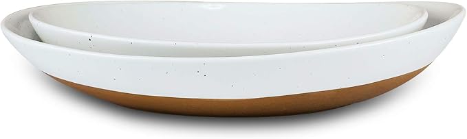 Mora Ceramic Large Serving Bowls- Set of 2 Oval Platters by MORA