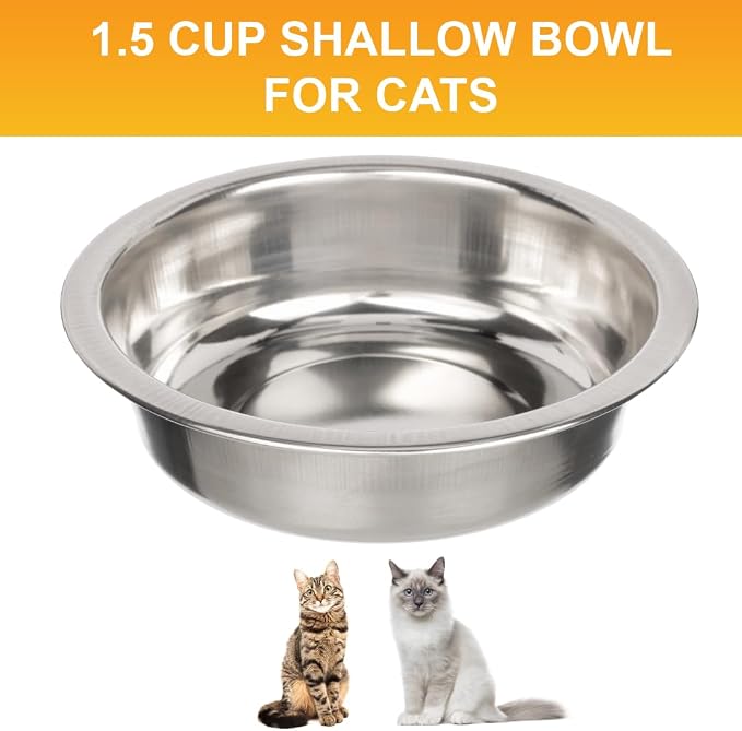 Neater Pet Brands 1.5 Cup Shallow Stainless Steel Cat Bowls, Metal Cat Dishes - Image 2