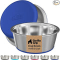 GORILLA GRIP Dog Bowls, Food Grade 304 Stainless Steel, Holds 2 Cups Each Food by Unknown