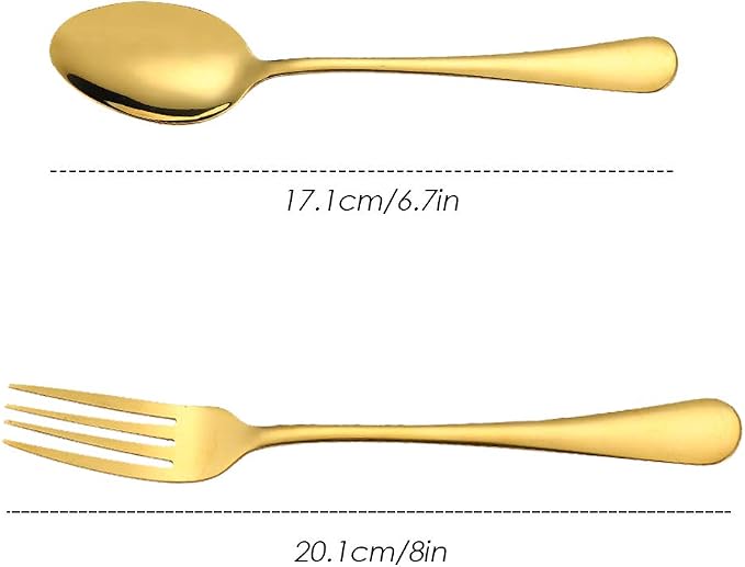 Set of 12, findTop Heavy-duty Forks and Spoons Cutlery Set- Gold - Image 7