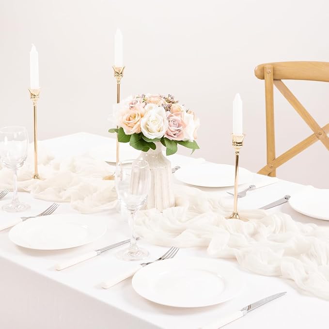 12 Pack Ivory White Cheesecloth Table Runner Rustic Gauze Centerpiece | - Image 4