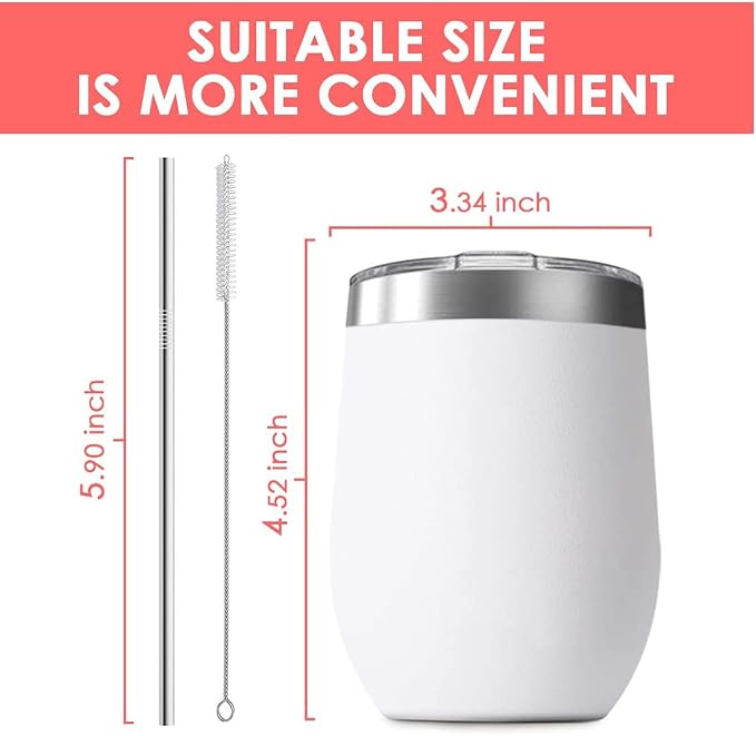 6 Pack 12 oz Stainless Steel Wine Tumbler - Image 3