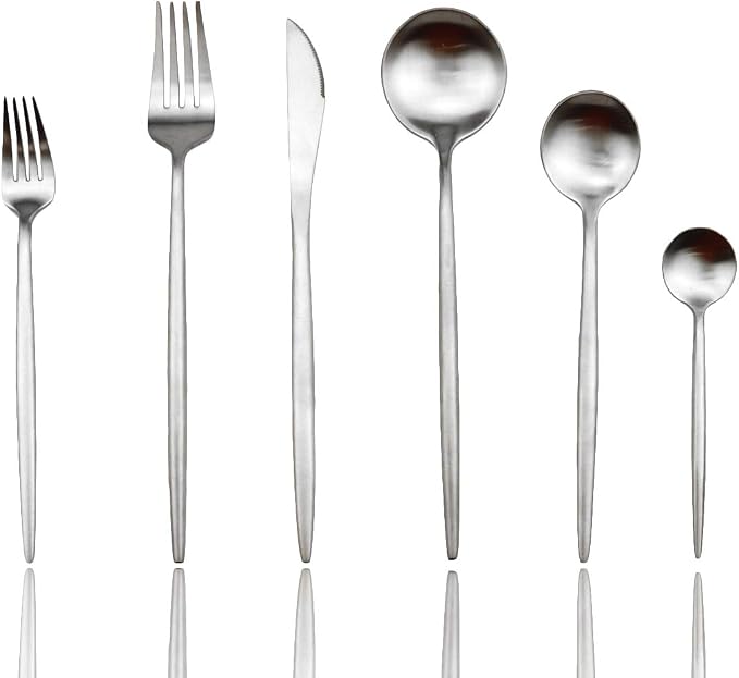 JASHII Luxury Flatware, 24-pieces Elegant Cute 18/10 Stainless Steel Silverware by JASHII