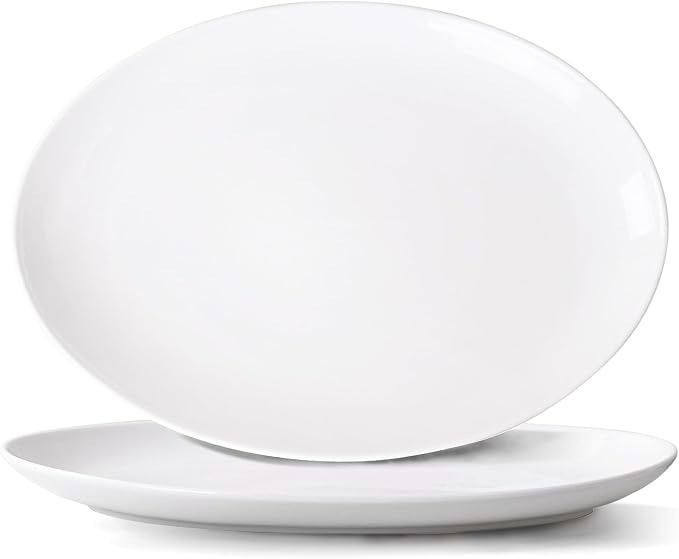Serving Platters Set of 2 – 15.5 Inch Oval White Serving Platters, Large by YALONG