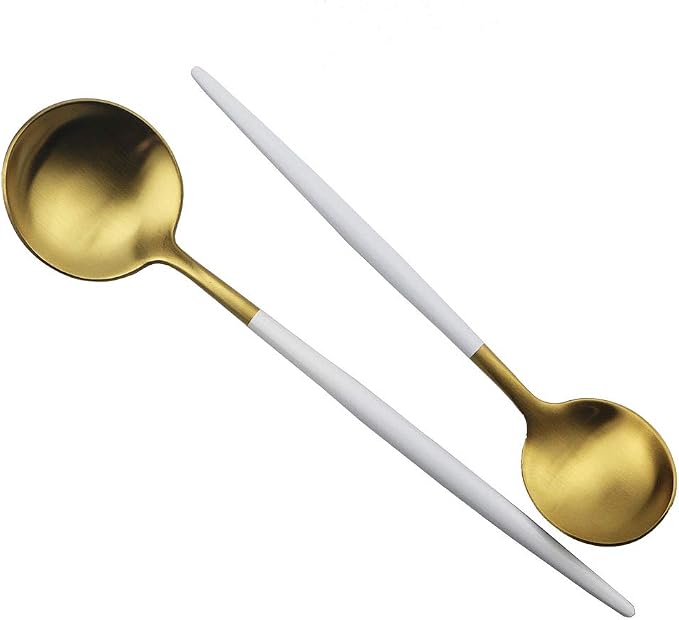 JASHII Luxury Wthie Gold Flatware, 20-piece Elegant Cute 18/10 Stainless Steel - Image 3