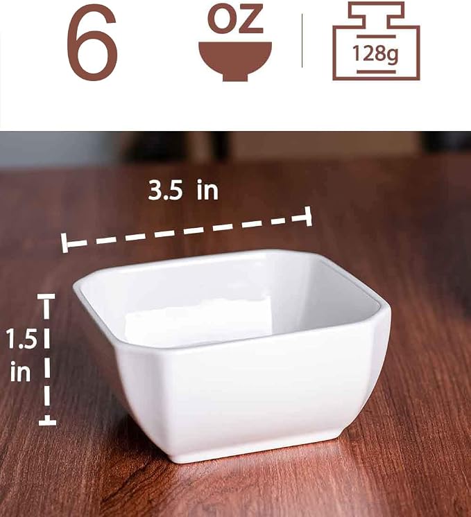 DELLING 6 Oz Porcelain Ramekins Set of 6, Square Souffle Dishes Oven Safe - Image 3