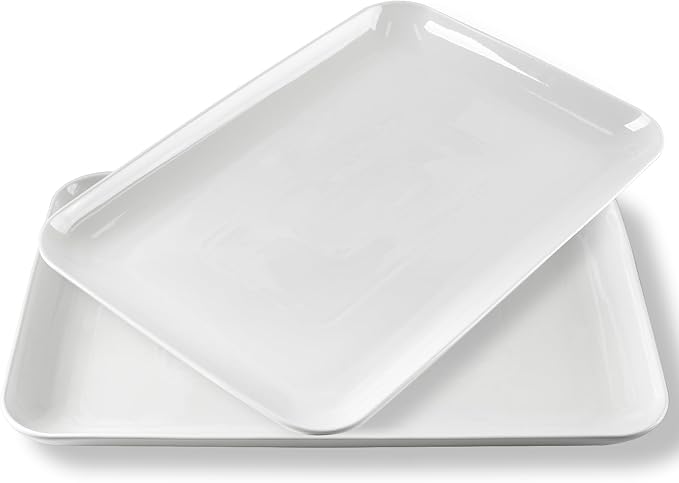 DELLING 18 Inch Large Serving Platter Set of 2, Rectangular Platters by Delling-HappyFoodieCreator