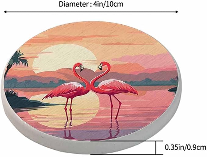 Pink Flamingos Coasters for Drinks Absorbent Ceramic Drink Coaster for Coffee - Image 2