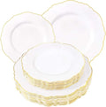 60pcs White and Gold Plastic Plates by WDF