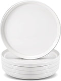 Set of 6 Porcelain Dinner Plates 10 Inch Round White | Ceramic Dinner Plate by Cabaubl