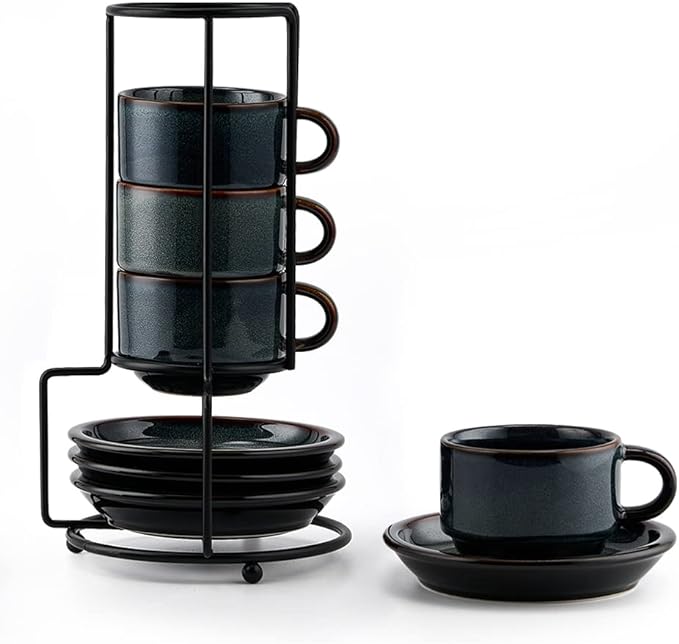 JIEMEI HOME Porcelain Stackable Espresso Cups by JHJIEMEIHOME