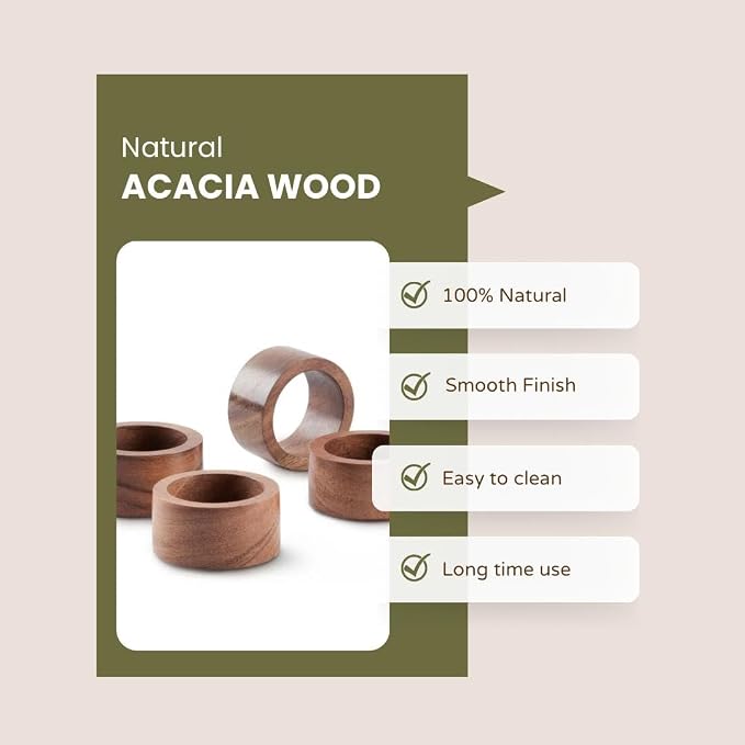 Wood Napkin Rings Set of 12 Napkin Holders Buckles - Image 6