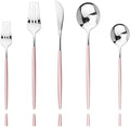 Pink Silver Silverware Set, JASHII 30-Piece Stainless Steel Satin Finish by JASHII