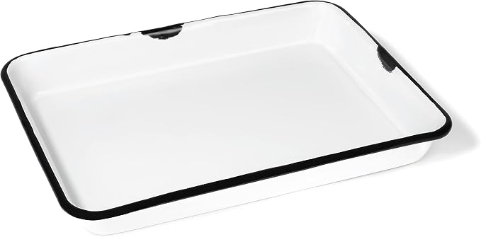 Red Co. 11 x 9 Enamelware Metal Classic 2 Quart Rectangular Serving Tray - Image 7