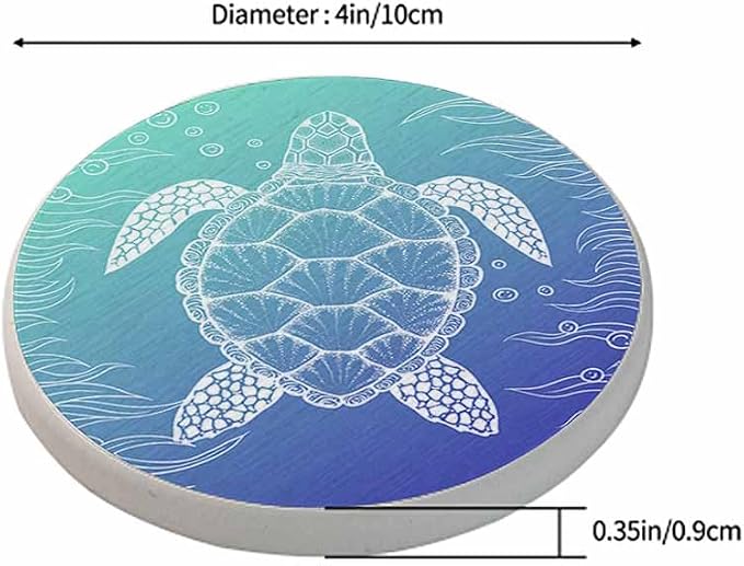 Underwater Sea Turtle Coasters for Drinks Coasters for Table Ceramic Absorb - Image 2