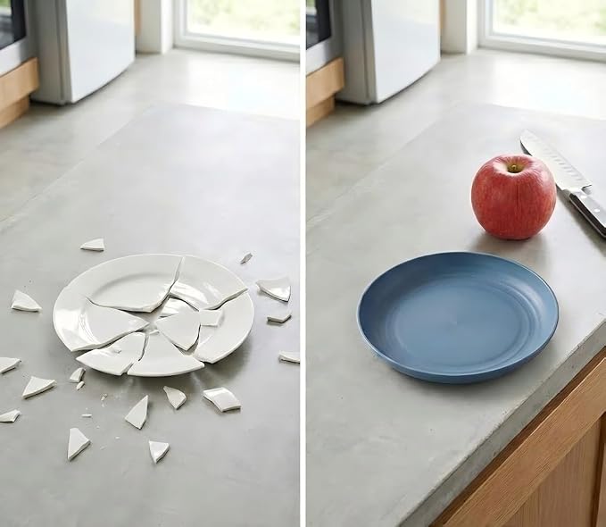 8 PCS Wheat Straw Plates, Kaloo 7.7 Inch Melamine Reusable Plastic Unbreakable - Image 6