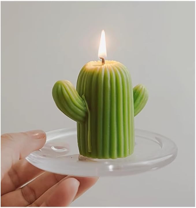 Glass Candle Holder Clear Beautiful Transparent Round Candle Plate - Image 6