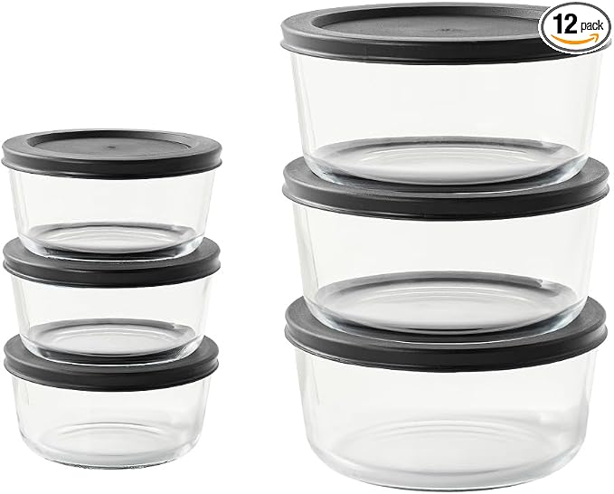 12-Piece Glass Food Storage Containers Set | 2-Cup & 4-Cup, Leakproof | by DuraLiving