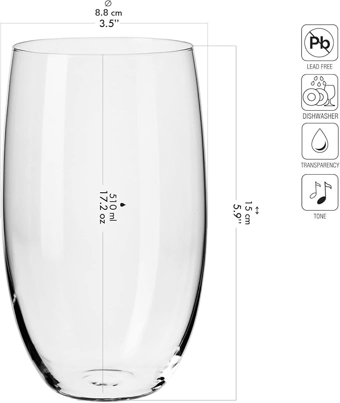 Krosno Water Juice Drinking Glasses, 17.2 oz, Blended Collection, Everyday - Image 2