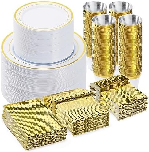 BESTVIP 600PCS Gold Dinnerware Set by Bestvip