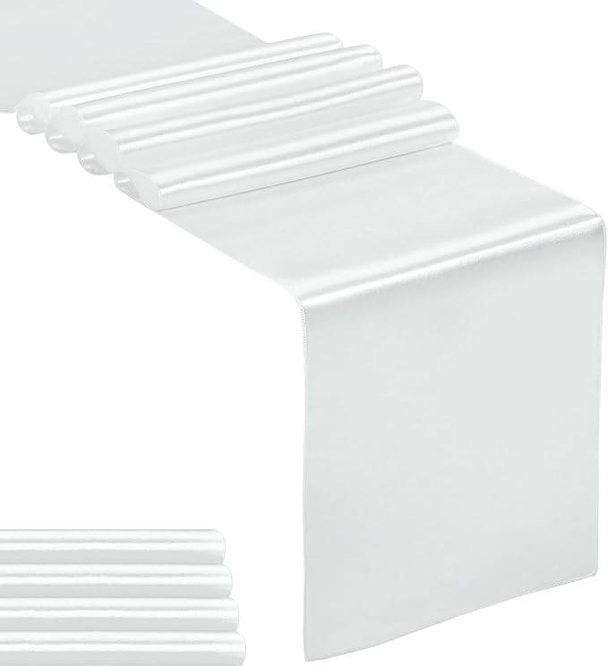 5-Pack Satin Table Runner Silver 12 x 108 inches Long, Table Runners by Hahuho