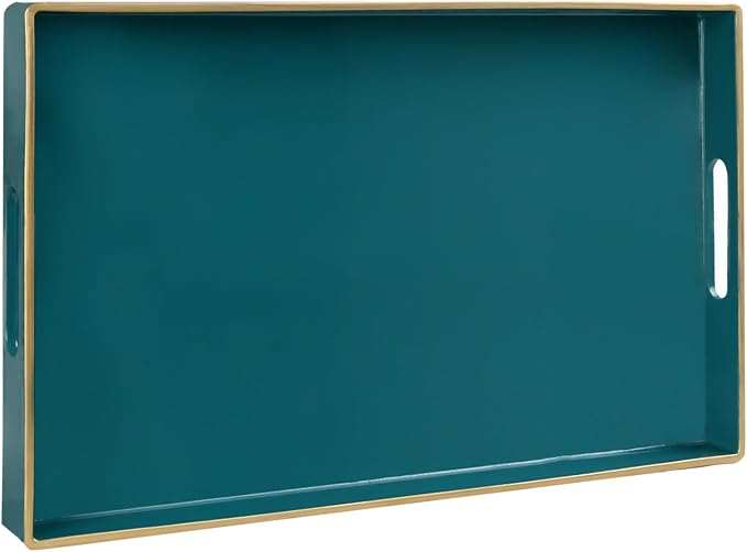 Teal Decorative Tray for Coffee Table, Serving Tray by MAONAME
