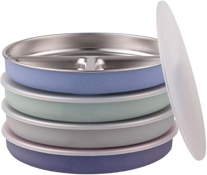 Elk and Friends Kids Stainless Steel Divided Plates by ElkandFriends
