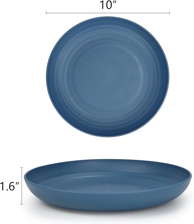 Dinner Plates Set, Alternative to Plastic Plates, Wheat Straw Plate Set of 8 - Image 2