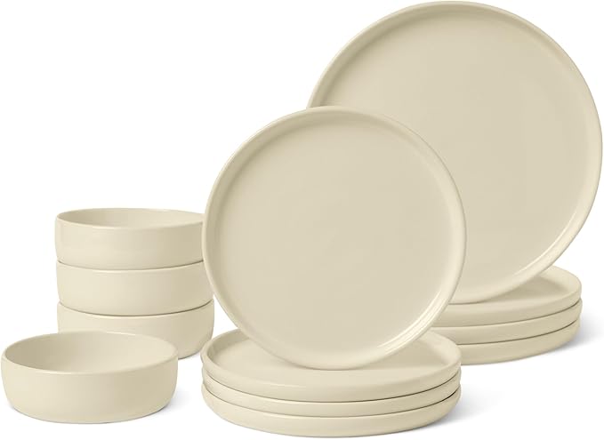 Amazon Basics Glazed Stoneware Dinnerware Set, Dishwasher-Safe, Freezer-Safe by AmazonBasics