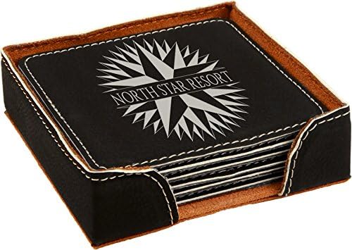 Custom Engraved Coasters | Personalized Leather Coaster | Set of 6 | Drink by AMERICAN+PERSONALIZED