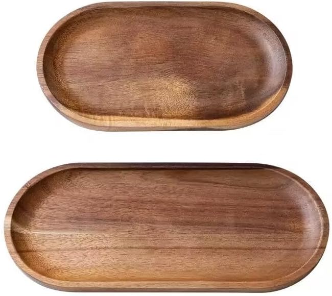 2 Pack Solid Wood Serving Platters and Trays of Natural Wood - Image 9