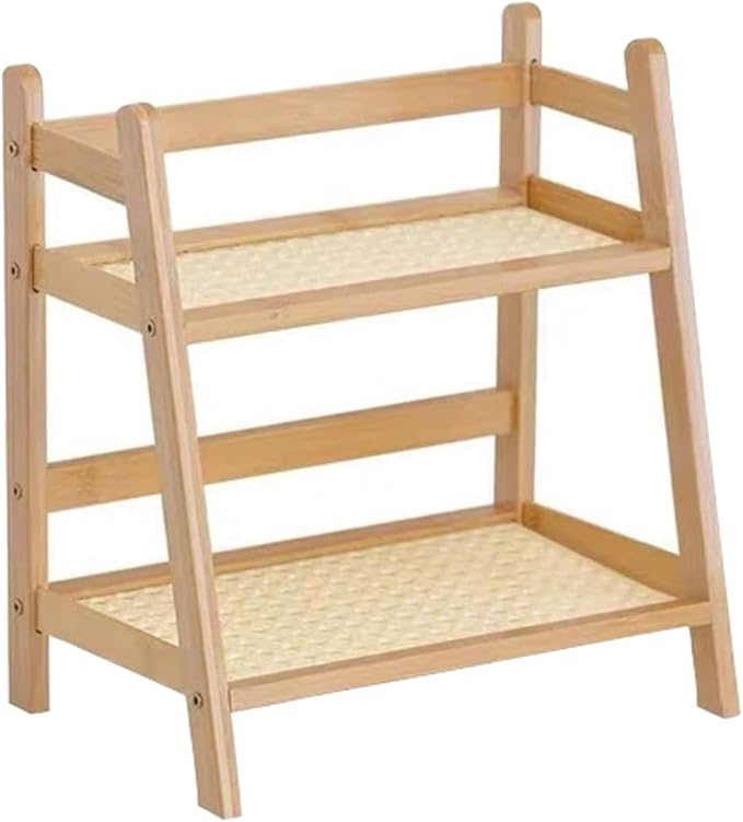 Wooden Double Layer Rack, Compact Tabletop Storage Rack, Versatile Organizer by Heoclao
