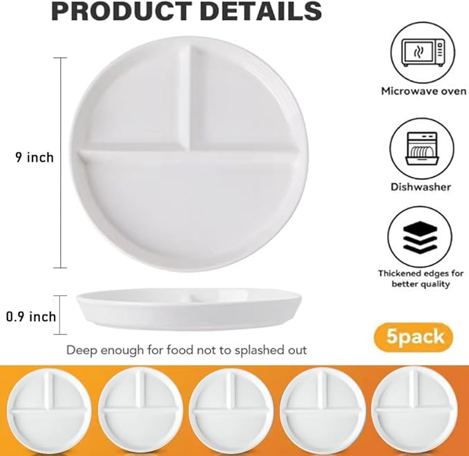 RUIBOLU Unbreakable Divided Plates 5PCS - Image 4