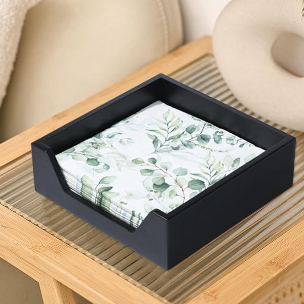 Napkin Holder for Table, 7.36" x 7.36" x 2.16" Wooden Napkin Dispenser | Napkin - Image 5