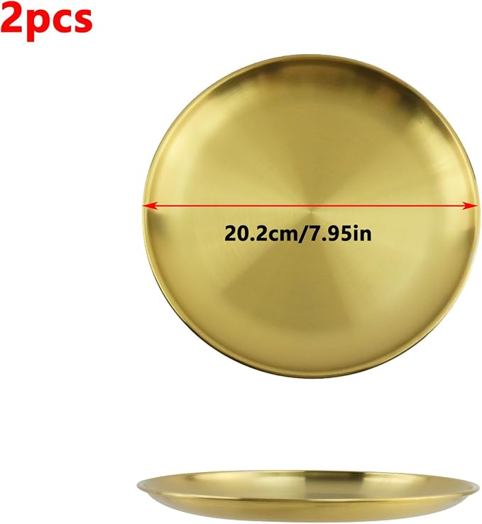 Antrader Metal Serving Tray, Stainless Steel Round Tray Circular Metal Platter - Image 2