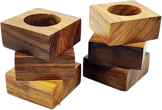 Handmade Wooden Square Napkin Ring Made by Artisan Beautifully Crafted and - Image 2
