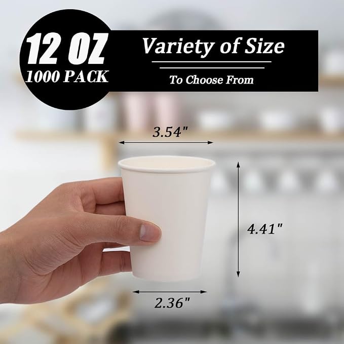 Lamosi 1000 Count 12 oz Paper Coffee Cups, Drinks - Image 2