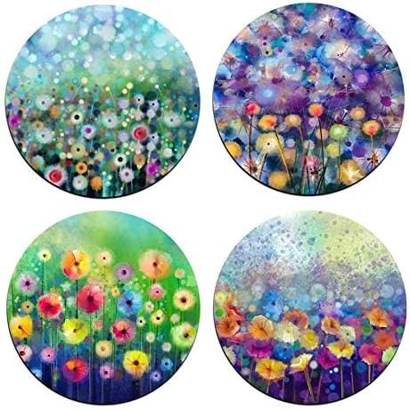 Watercolor FlowersRound Coaster Set - Image 2