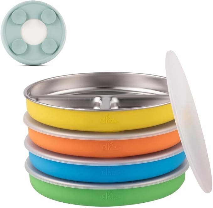 Elk and Friends Kids Stainless Steel Divided Plates by ElkandFriends