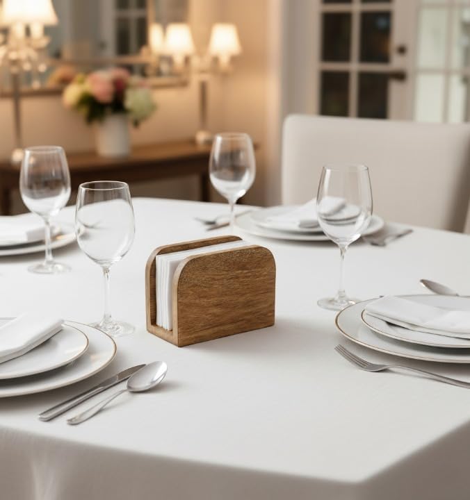 Wood Napkin Holder for Table, Mango Wooden Upright Napkin Dispenser Stand for - Image 2