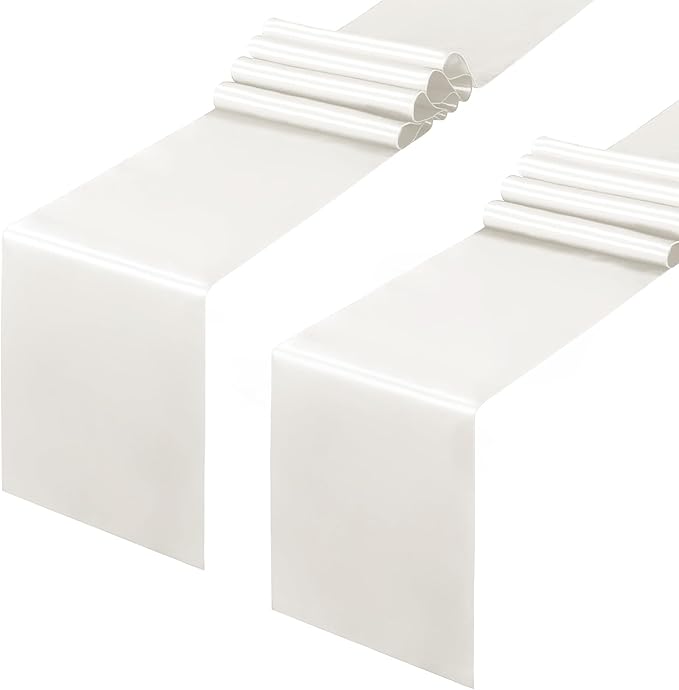 Horbaunal 2 Pack Ivory Satin Table Runner 12 x 108 Inch | Smooth Table Runners by Horbaunal