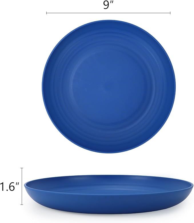 Deep Dinner Plates Unbreakable Wheat Straw Plate Set of 8 Microwave and - Image 2