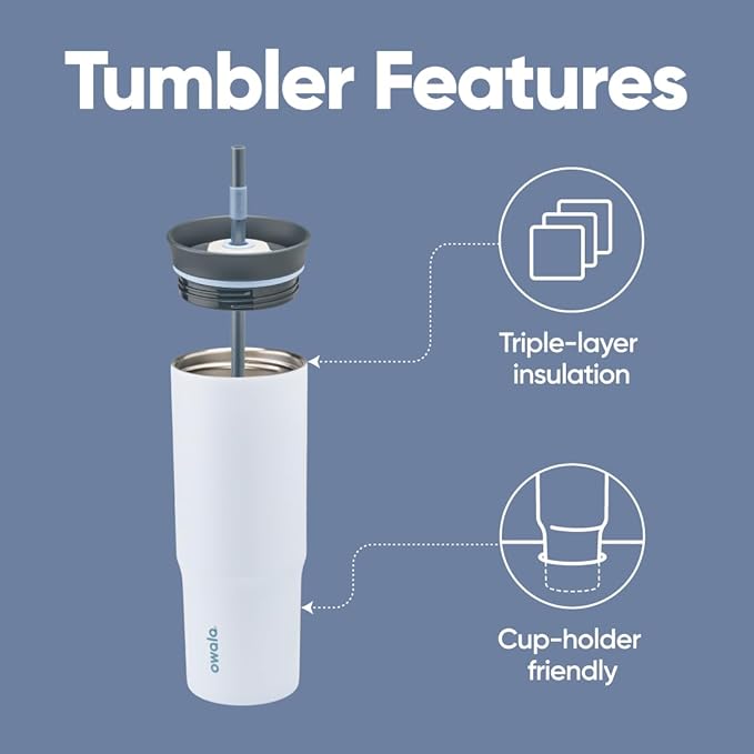Owala Tumbler Stainless Steel Water Bottle 24 oz The Great Blue | 2-in-1 - Image 2