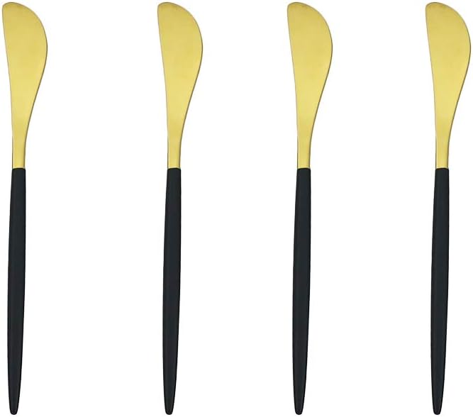 Black Gold Flatware, Royal 4 Piece Matte Black Handle 18/10 Stainless Steel by Unknown