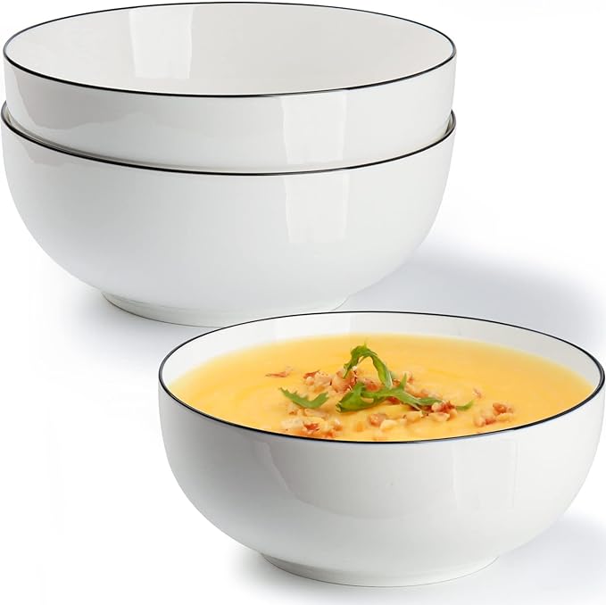 Hesen 60 oz Large Soup Bowl, Pho Bowls, Large Ramen Bowl Set of 3, 8 in Off by Hesen