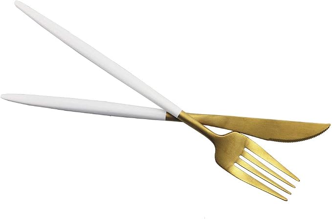 JASHII Luxury Wthie Gold Flatware, 5-piece Elegant Cute 18/10 Stainless Steel - Image 5