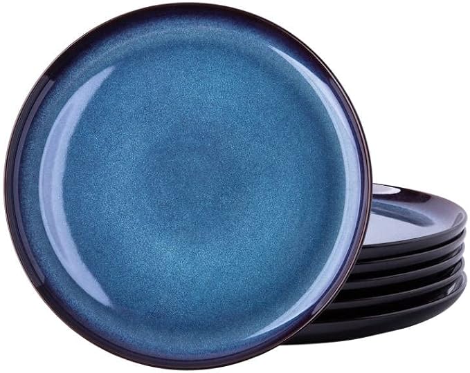 LERATIO Ceramic Plate Set of 6, 8.5 Inch Reactive Glaze Salad Plates | Modern by LeRatio