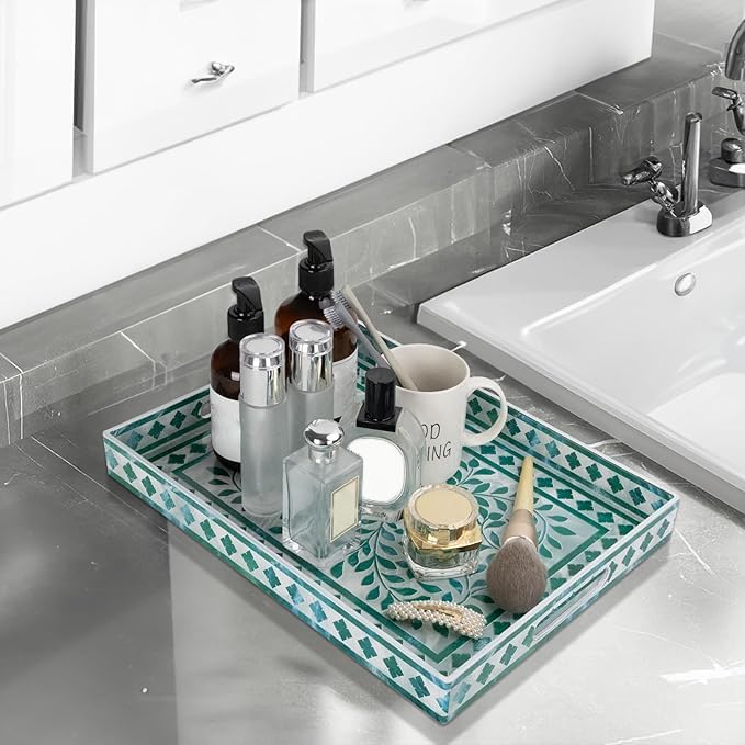Green Serving Trays, Plastic Rectangular Serving Tray - Image 2