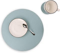 Set of 6 Faux Leather Round Placemats and Coasters, Coffee Mats Kitchen Table by JOVONO